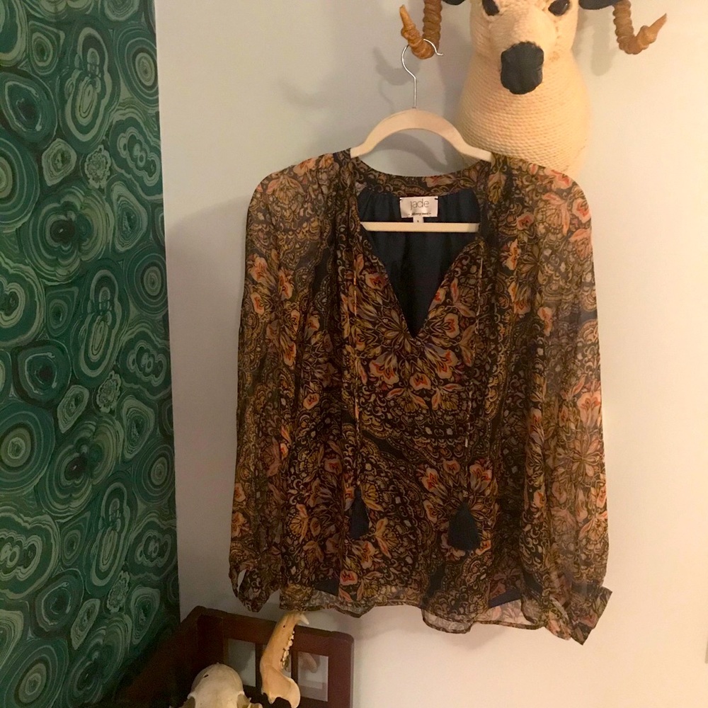 Johnny Was Moroccan print blouse